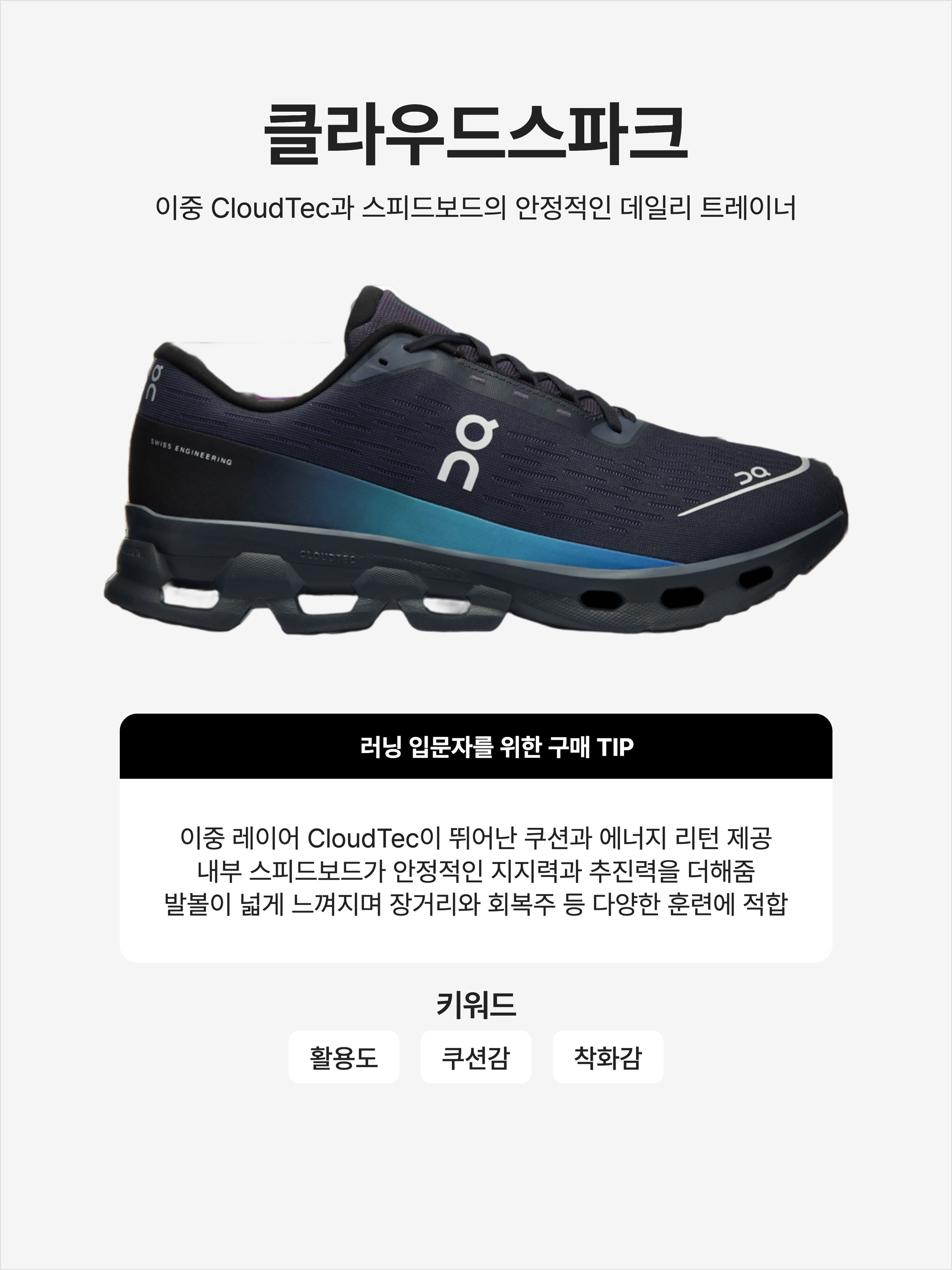 On Running Cloudspark Black Blueberry, (W) On Running Cloudspark Cream Honeydew 착용 스타일 - 1