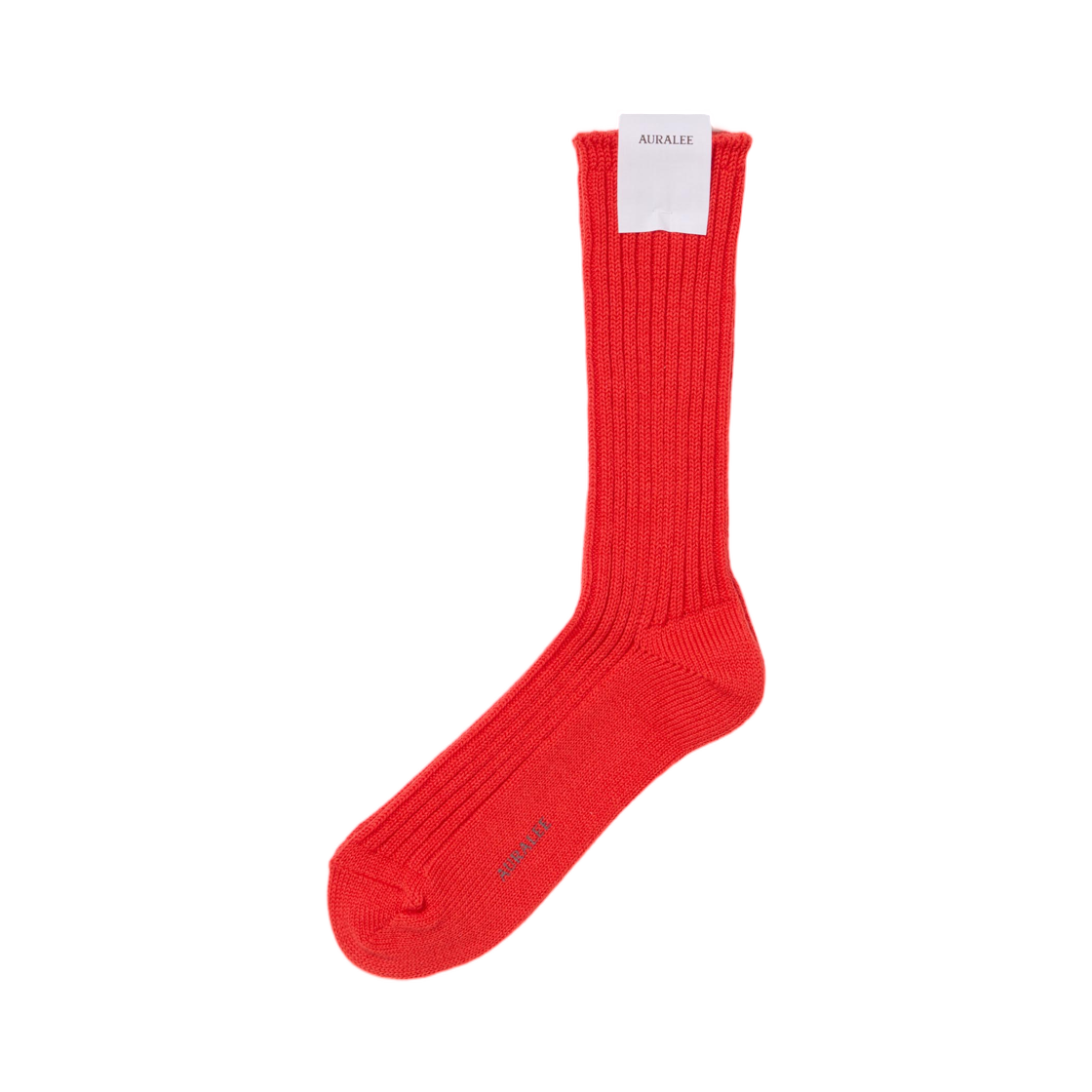 A25AS03SX Auralee Cotton Wool Low Gauge Socks Red Orange - 25AW