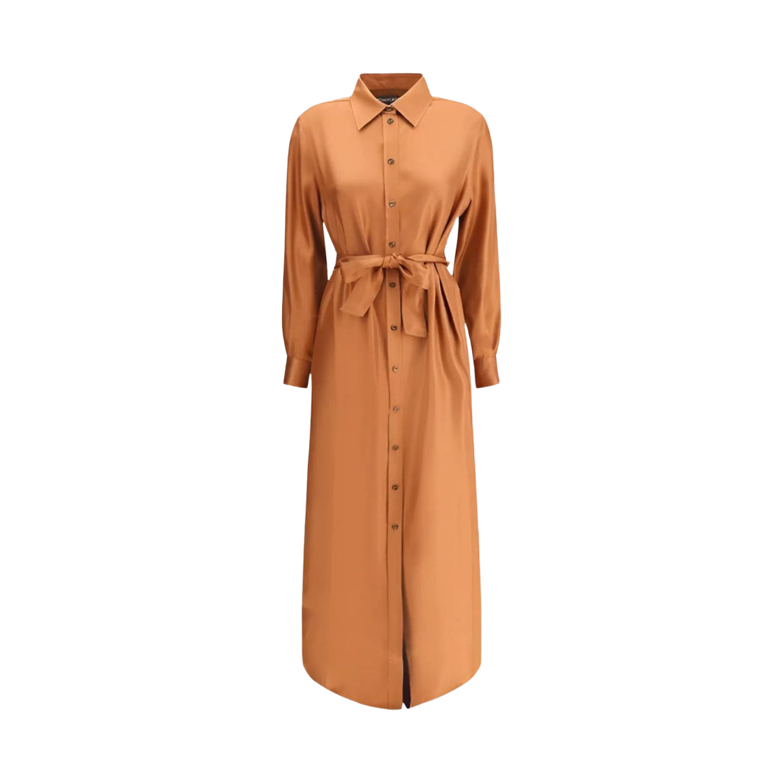(W) 톰포드 실크 미디 셔츠 드레스 카라멜((W) Tom Ford Midi Shirt Dress in Silk Caramel)