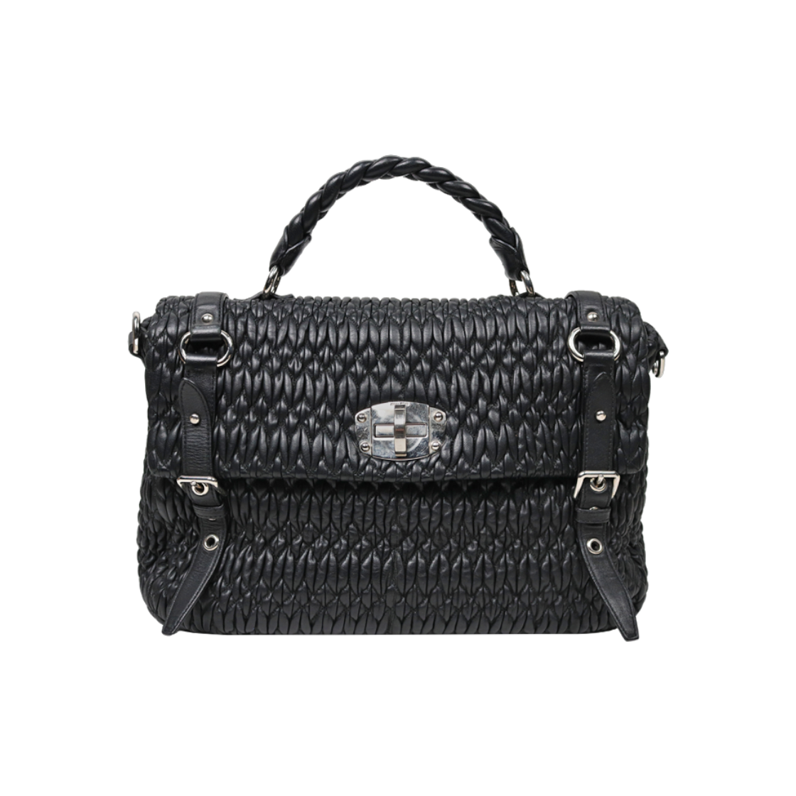 ITVNM92SWM9A Miu Miu Black Matelasse Shoulder Bag D-A42725