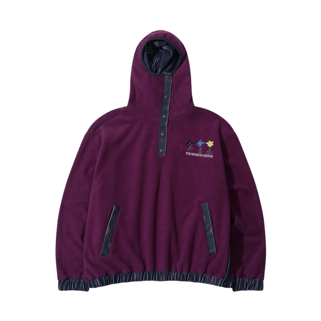 더뮤지엄비지터 언밸런스드 플리스 아노락 후드 딥 퍼플(The Museum Visitor Unbalanced Fleece Anorak Hoodie Deep Purple)