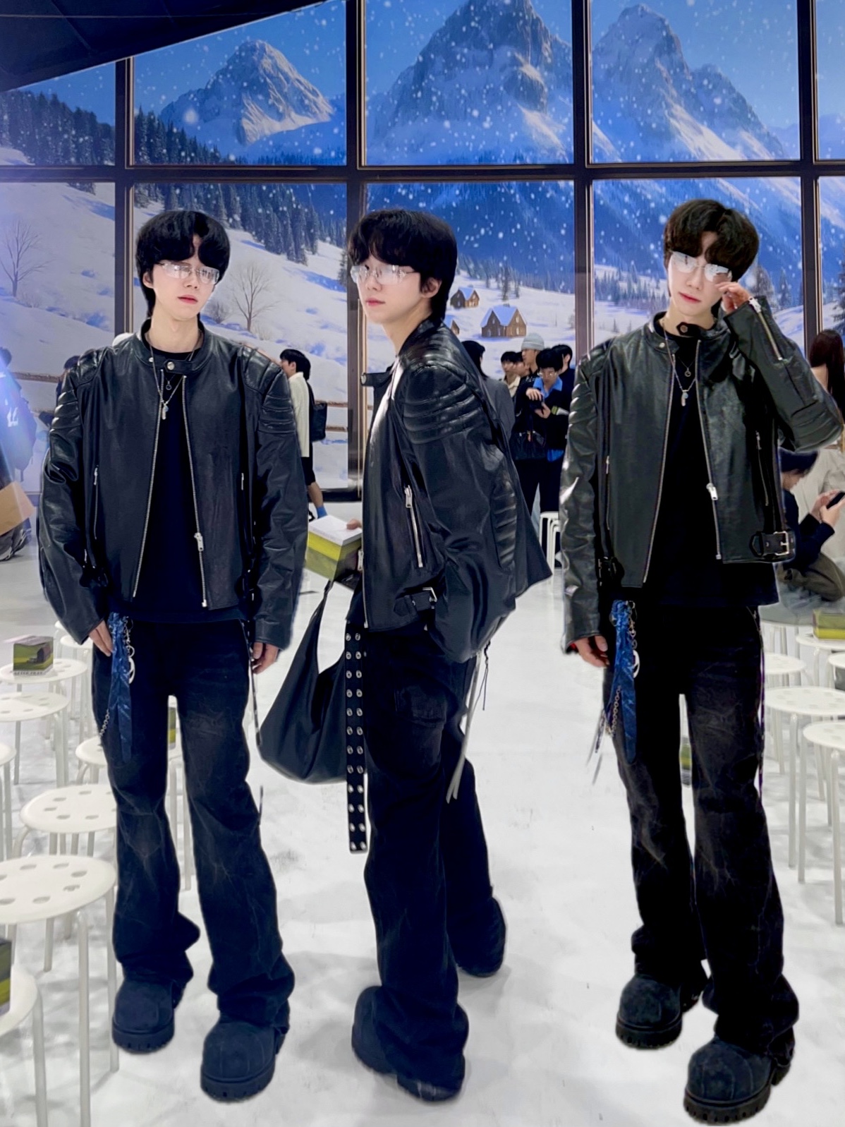 Kamien x MJD Double Hole Belt Black Shearling Calfskin, Balenciaga Stomper Bootie Black 착용 스타일 - 2