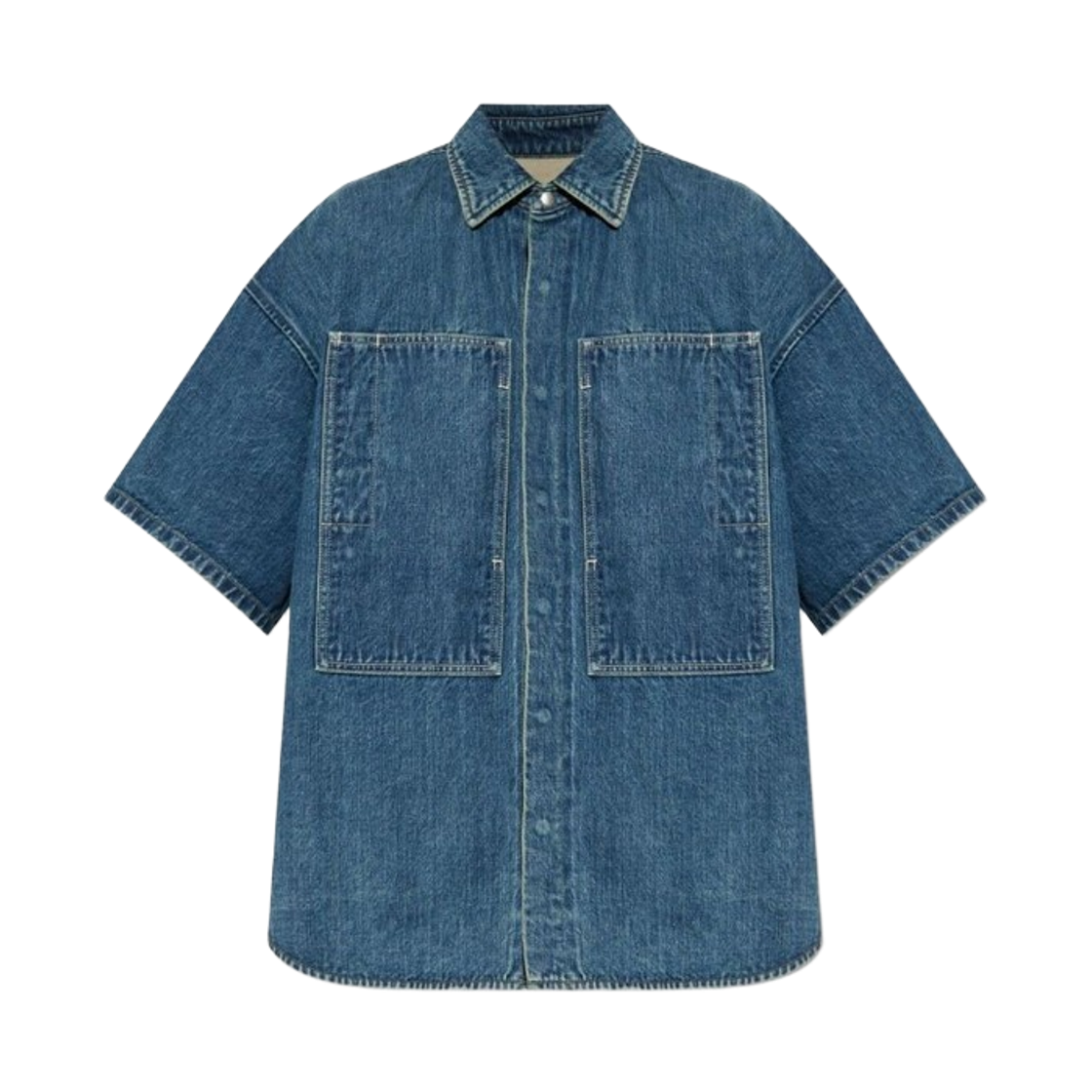 J40DL0157-J45291-420 (W) Jil Sander Cotton Denim Button Shirt Blue