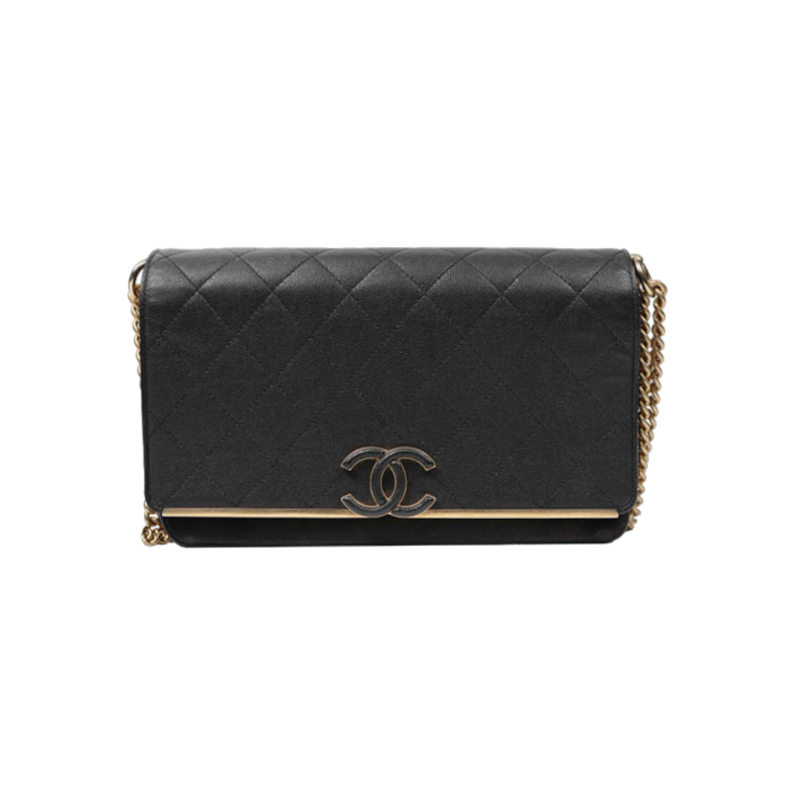 ITOQWU36NEH4 Chanel Black Quilted CC Flap Chain Shoulder Bag A-A36122