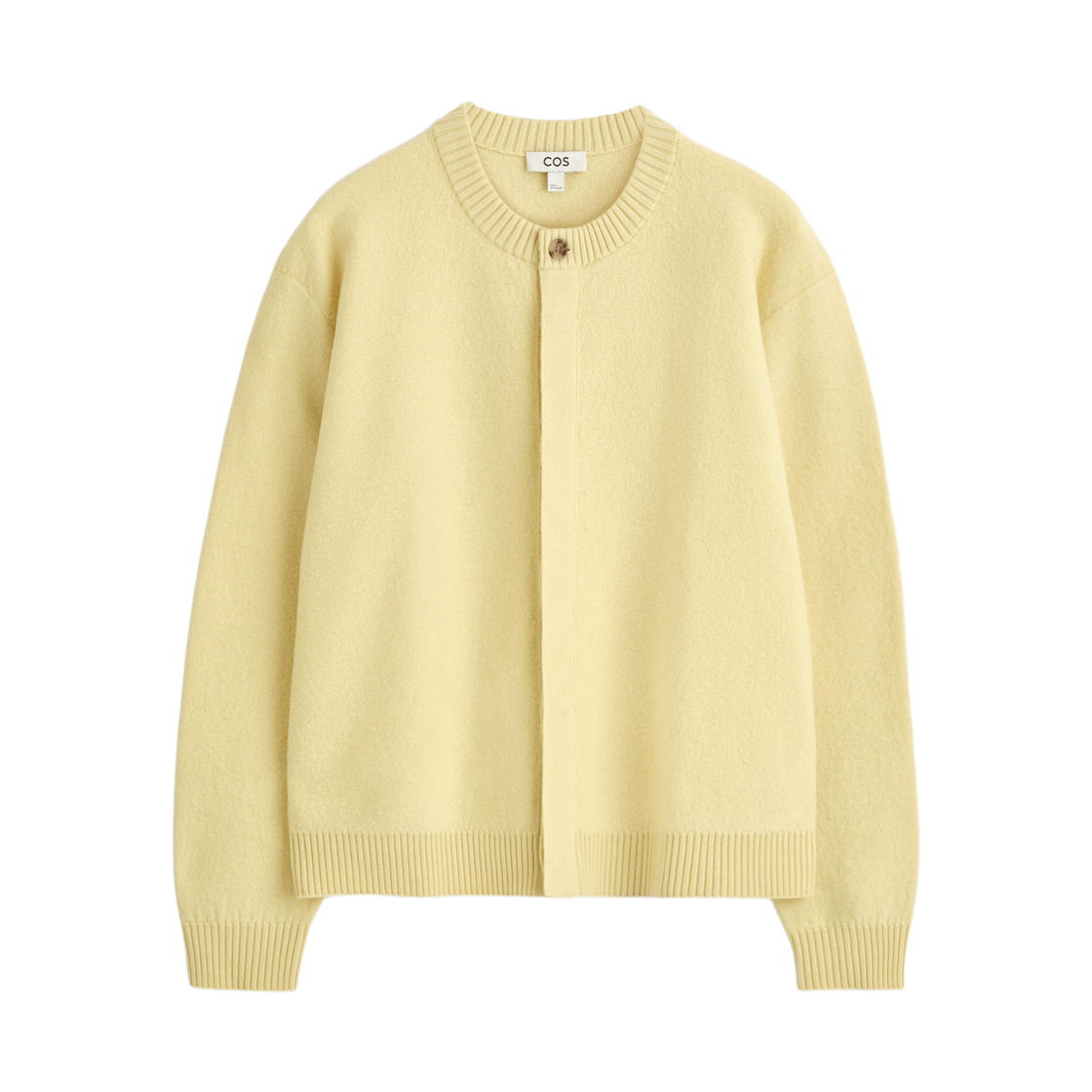 코스 보일드 울 크루넥 가디건 버터 옐로우(COS Boiled Wool Crewneck Cardigan Butter Yellow)
