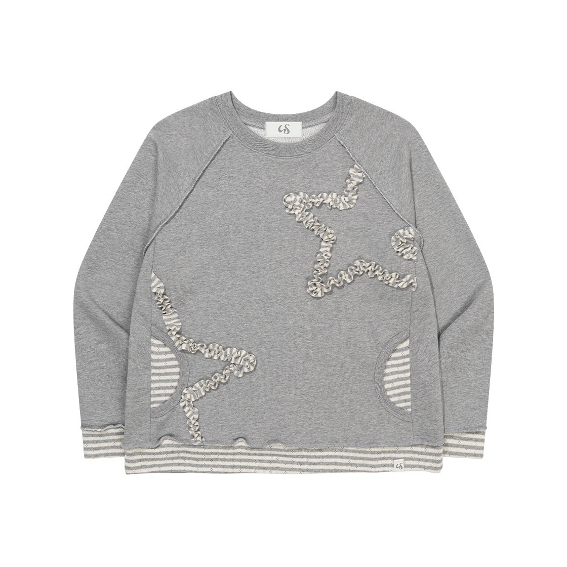 WTC018 UGLYSHADOW Star Layered Sweatshirt Grey