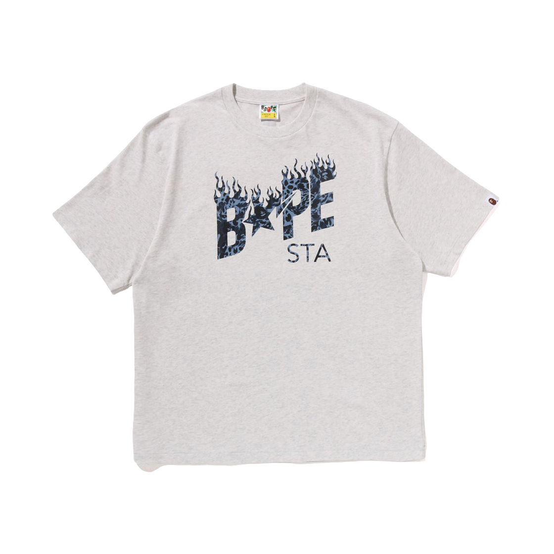 - BAPE Wild Leopard Pattern Bape Sta Logo Relaxed Fit T-Shirt Gray