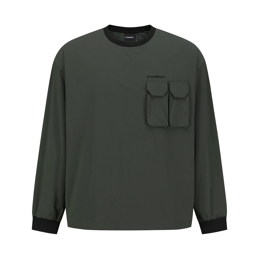 하이드로겐 유니 아웃포켓 패치 우븐 맨투맨 그린(HYDROGEN Unisex Outer Pocket Patch Woven Sweatshirt Green)