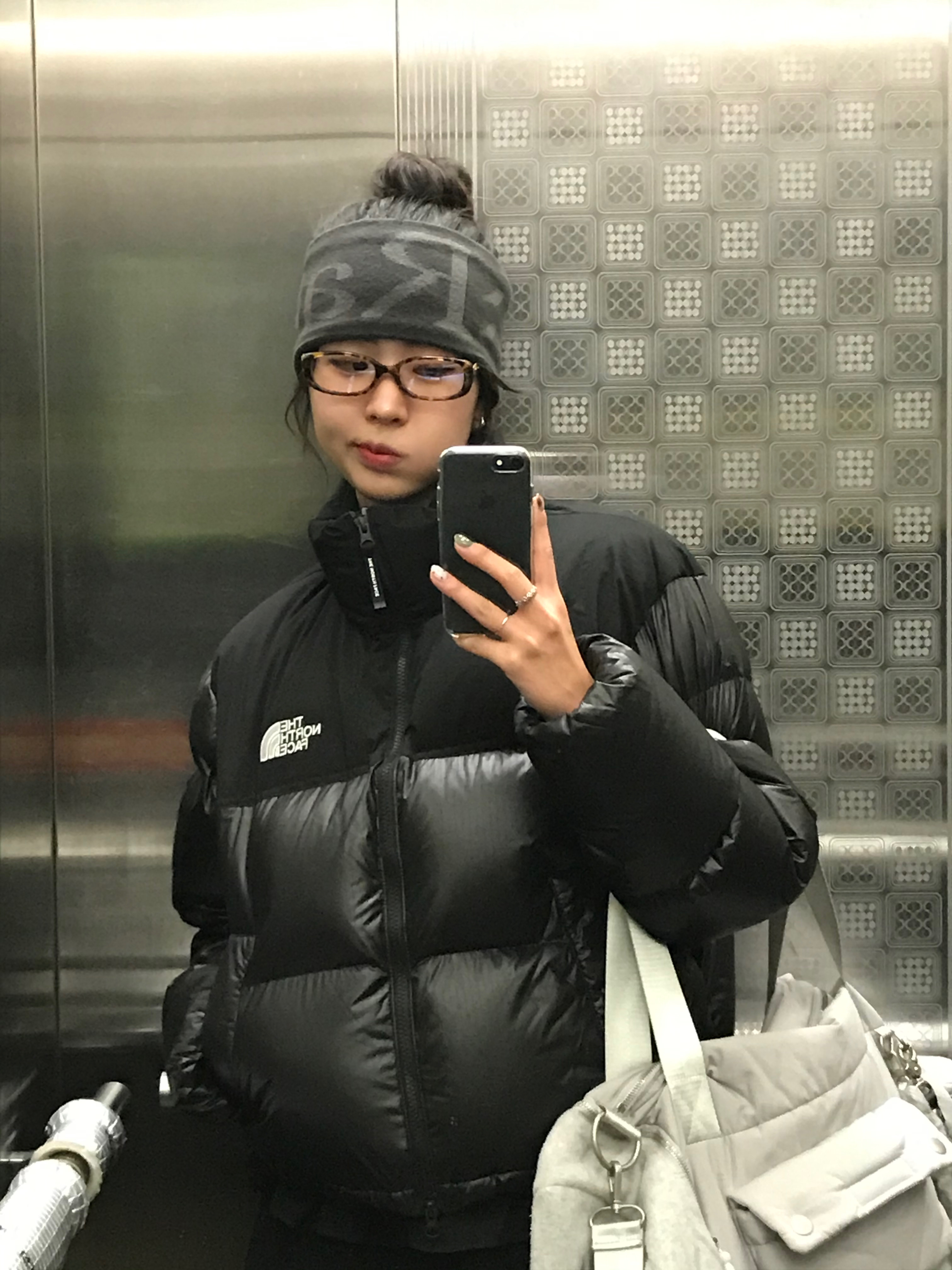 The North Face White Label Novelty Nuptse RDS Down Jacket Black, Public Beacon Nana C2 Leopard Gold 착용 스타일