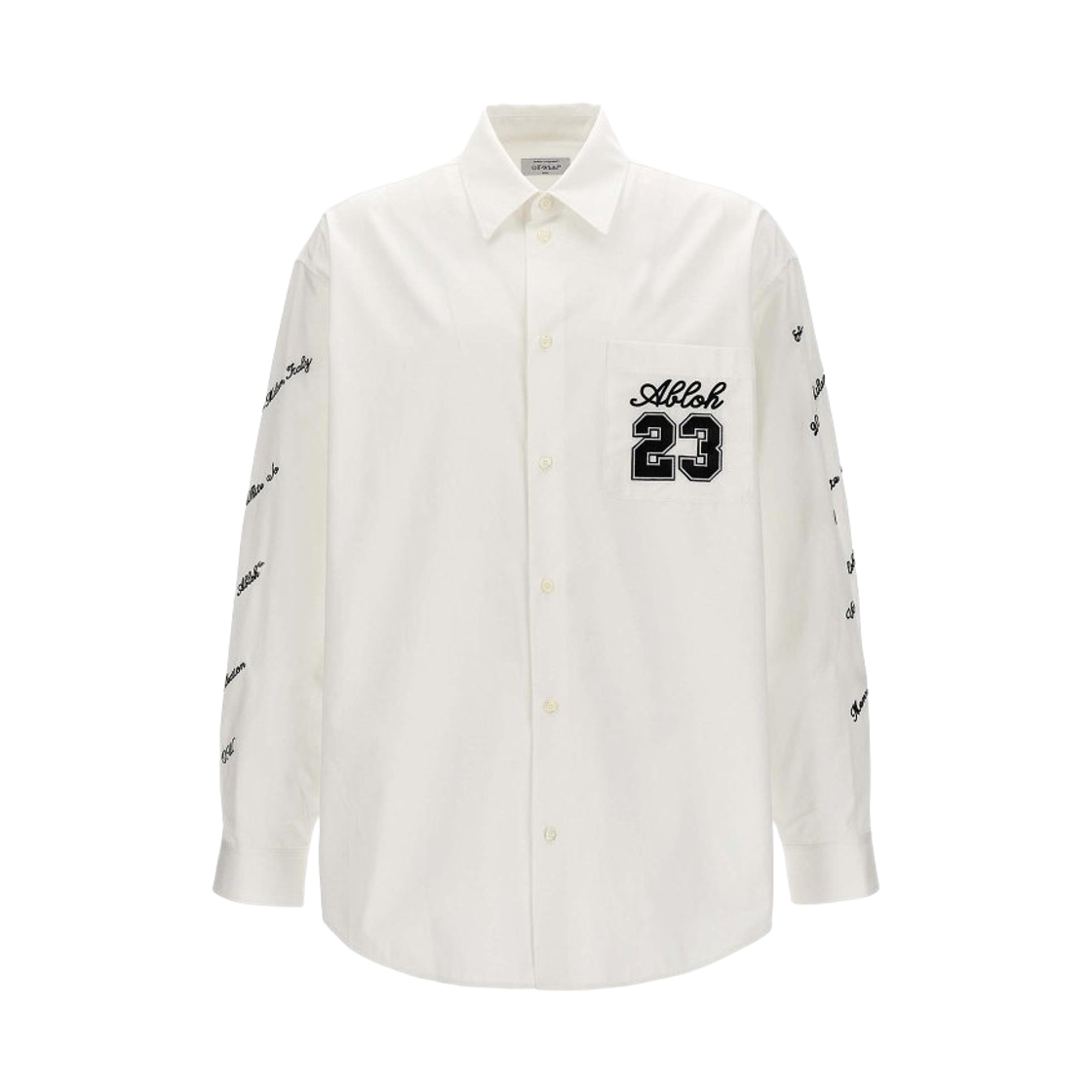OMGE004S24FAB0020110 Off-White 23 Logo Heavycot Overshirt White Black