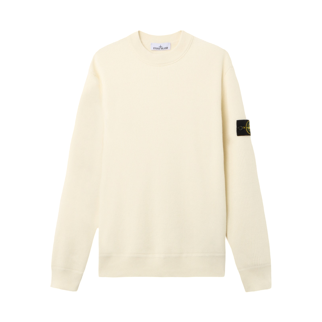 L1S1551001-54S00D8-V0093 Stone Island 5100154 Ribbed Soft Organic Cotton Regular Fit Crewneck Jumper Ivory - 26SS