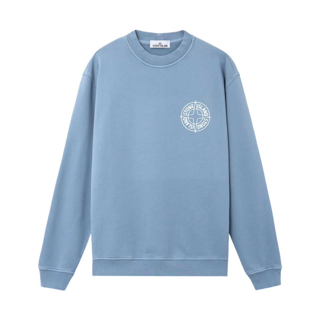 L1S1561000-01S0283-V0024 Stone Island 6100001 Cotton Fleece Oversized Fit Crewneck Sweatshirt with Outline Compass Print Avio Blue - 26SS