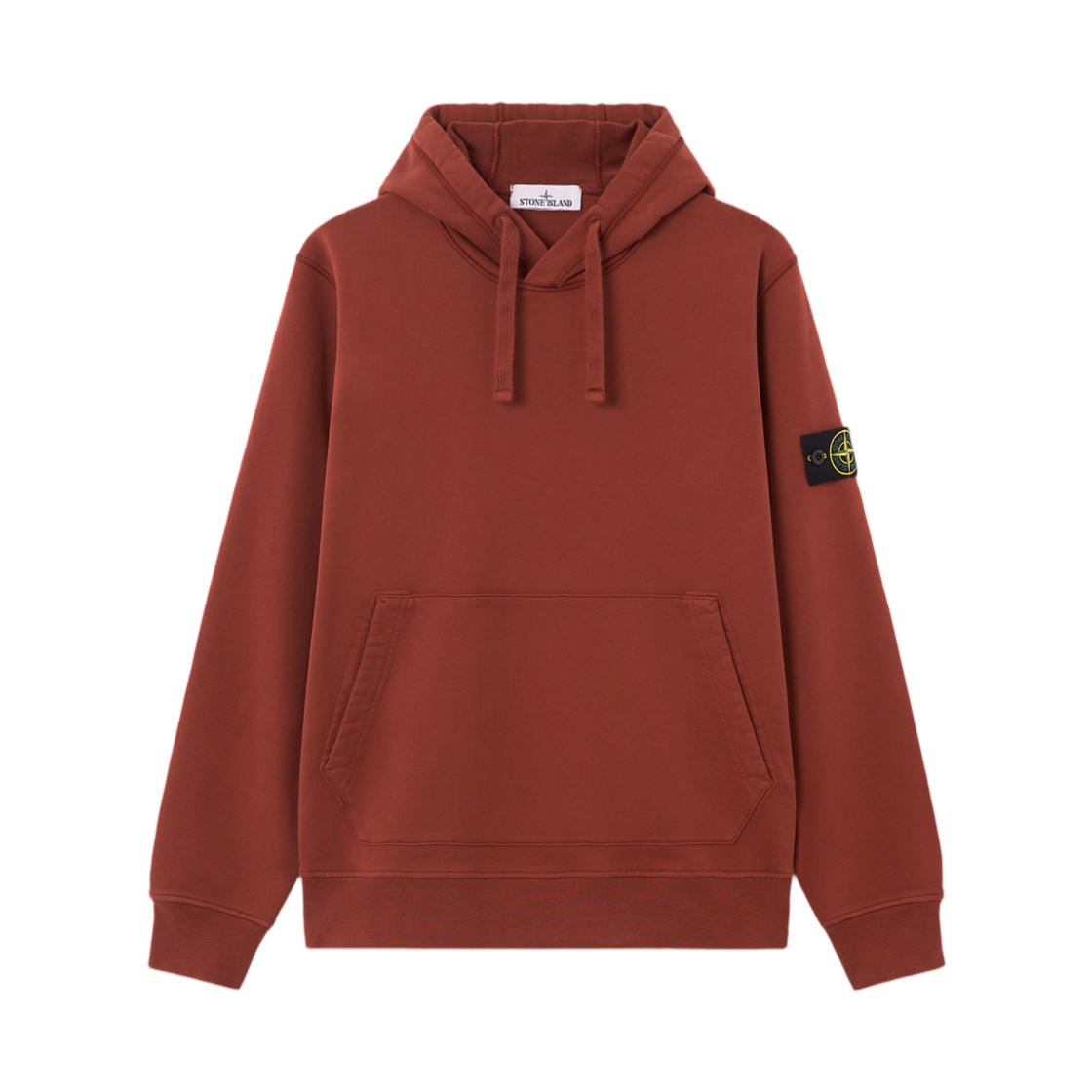L1S1561000-62S0051-V0015 Stone Island 6100062 Organic Cotton Fleece Regular Fit Hooded Sweatshirt with Pouch Pocket Brick Red - 26SS