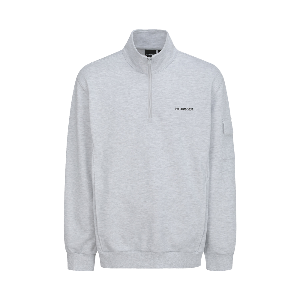 하이드로겐 유니 데일리 하프집 맨투맨 멜란지 그레이(HYDROGEN Unisex Daily Half-Zip Sweatshirt M Grey) - 1