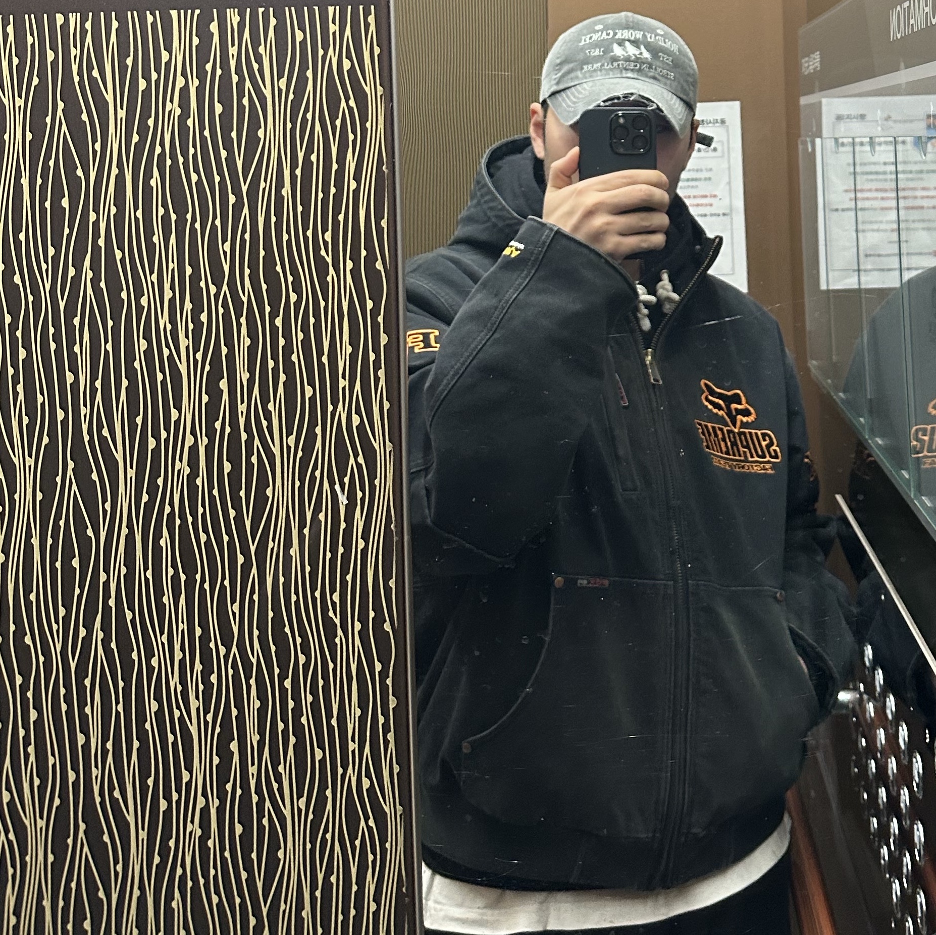 Supreme x Fox Racing Hooded Work Jacket Black - 25FW 착용 스타일