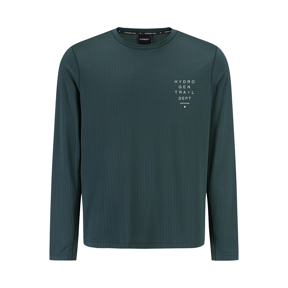 H11D3TR103 HYDROGEN Men'S Trail Running Long-Sleeve Crew Neck T-Shirt Green