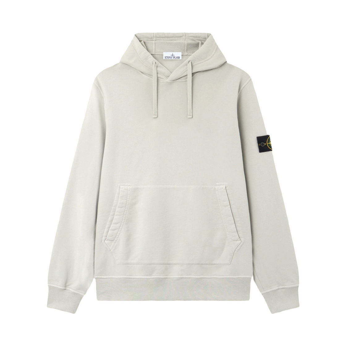 L1S1561000-62S0051-V0061 Stone Island 6100062 Organic Cotton Fleece Regular Fit Hooded Sweatshirt with Pouch Pocket Pearl Grey - 26SS