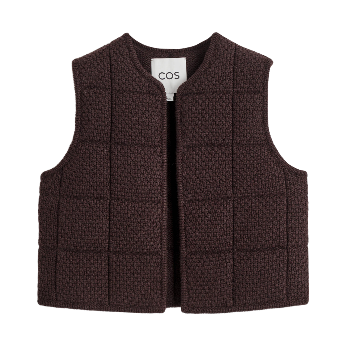 (W) 코스 텍스처드 메리노 울 야크 패디드 질레 다크 브라운((W) COS Textured Merino Wool Yak Padded Gilet Dark Brown)