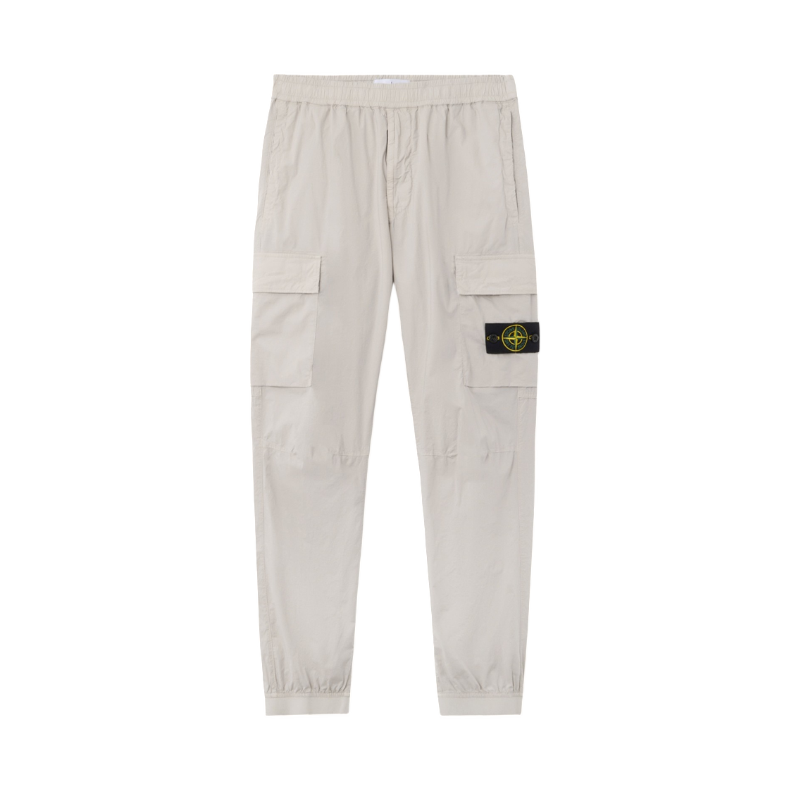 L1S1531000-31S0003-V0061 Stone Island 3100031 Stretch Cotton Tela Paracadute Regular Tapered Fit Cargo Trousers with Elasticated Waistband Pearl Grey - 26SS