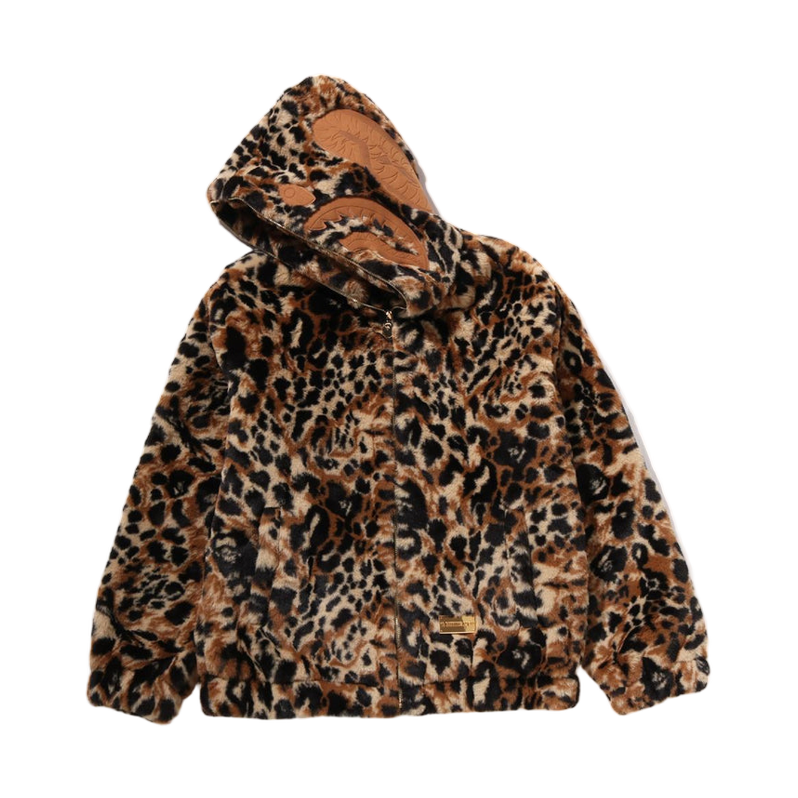 베이프 와일드 레오파드 패턴 포우 퍼 샤크 풀 집 자켓 베이지(BAPE Wild Leopard Pattern Faux Fur Shark Full Zip Jacket Beige) - 2