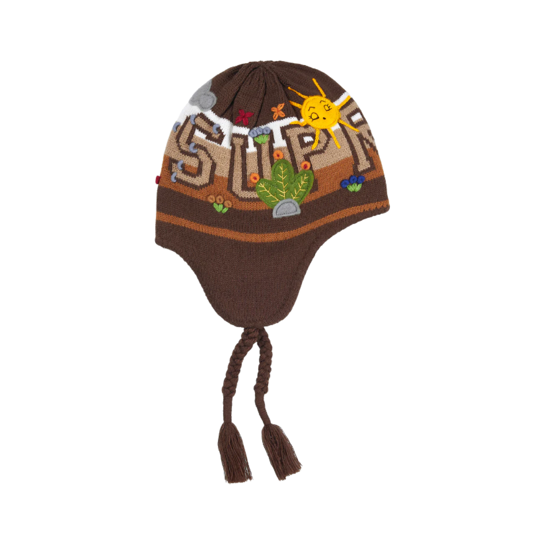 슈프림 펠트 아플리케 이어플랩 비니 브라운 - 25FW(Supreme Felt Applique Earflap Beanie Brown - 25FW)
