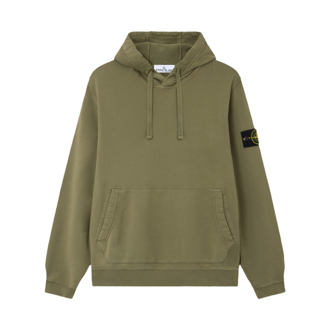 L1S1561000-62S0051-V005G Stone Island 6100062 Organic Cotton Fleece Regular Fit Hooded Sweatshirt with Pouch Pocket Military Green - 26SS