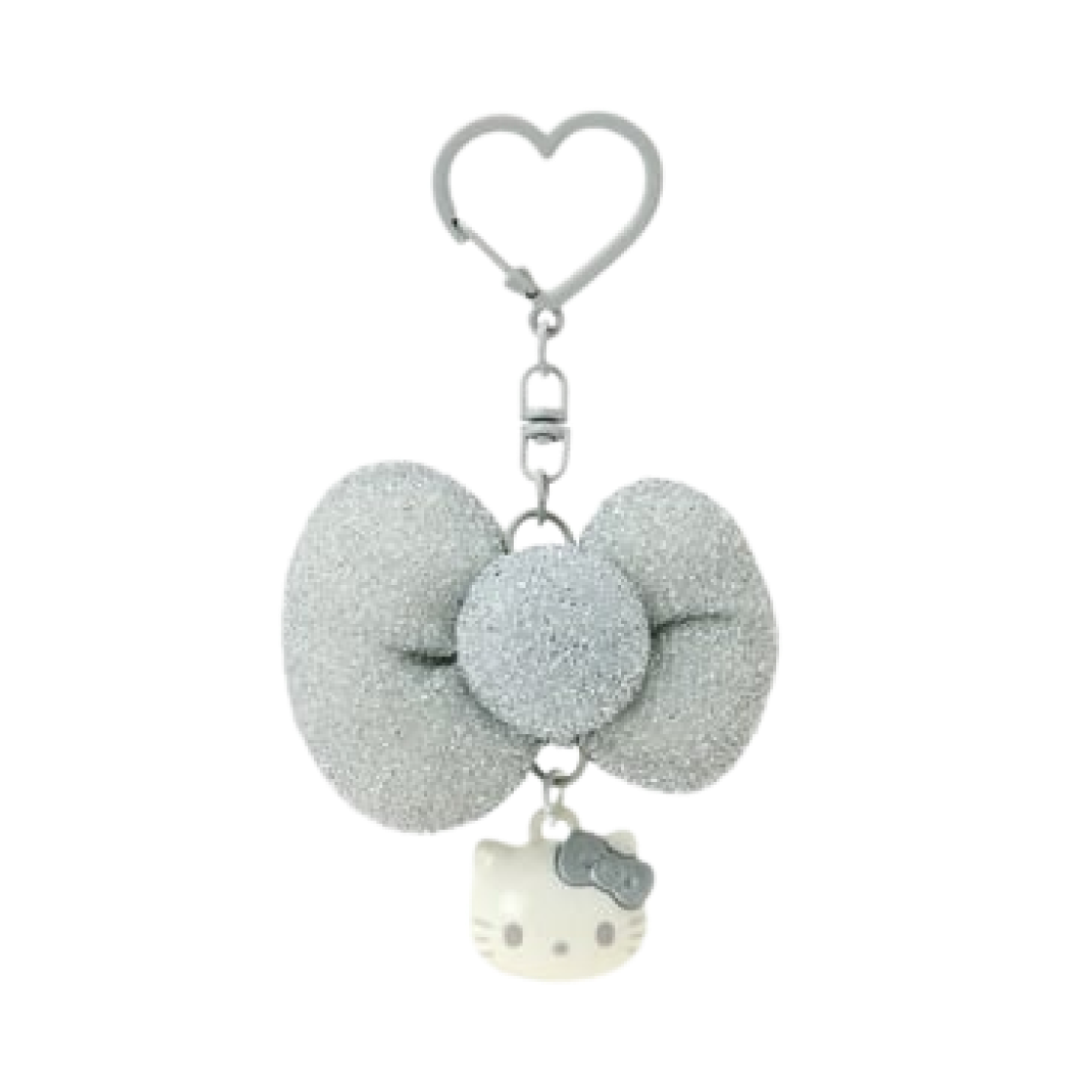 Sanrio Hello Kitty I Love Hello Kitty Ribbon Keychain Silver
