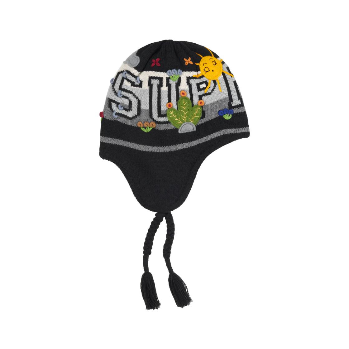 - Supreme Felt Applique Earflap Beanie Black - 25FW