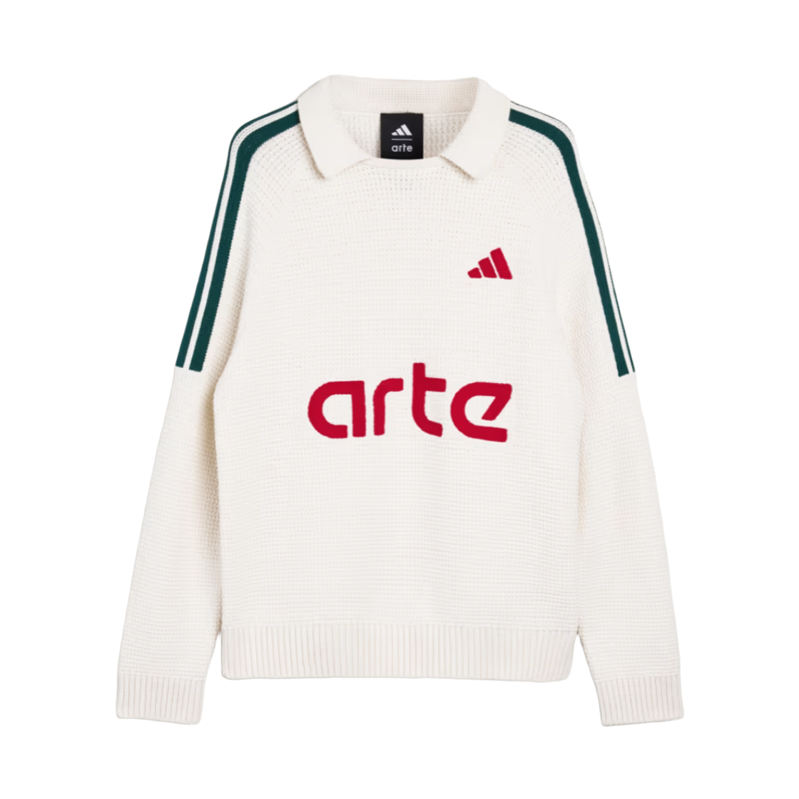 아디다스 x 아르테 앤트워프 니트 롱슬리브 저지 화이트 컬리지에이트 그린 - KR 사이즈(Adidas x Arte Antwerp Knitted Long Sleeve Jersey White Collegiate Green - KR Sizing) - 1