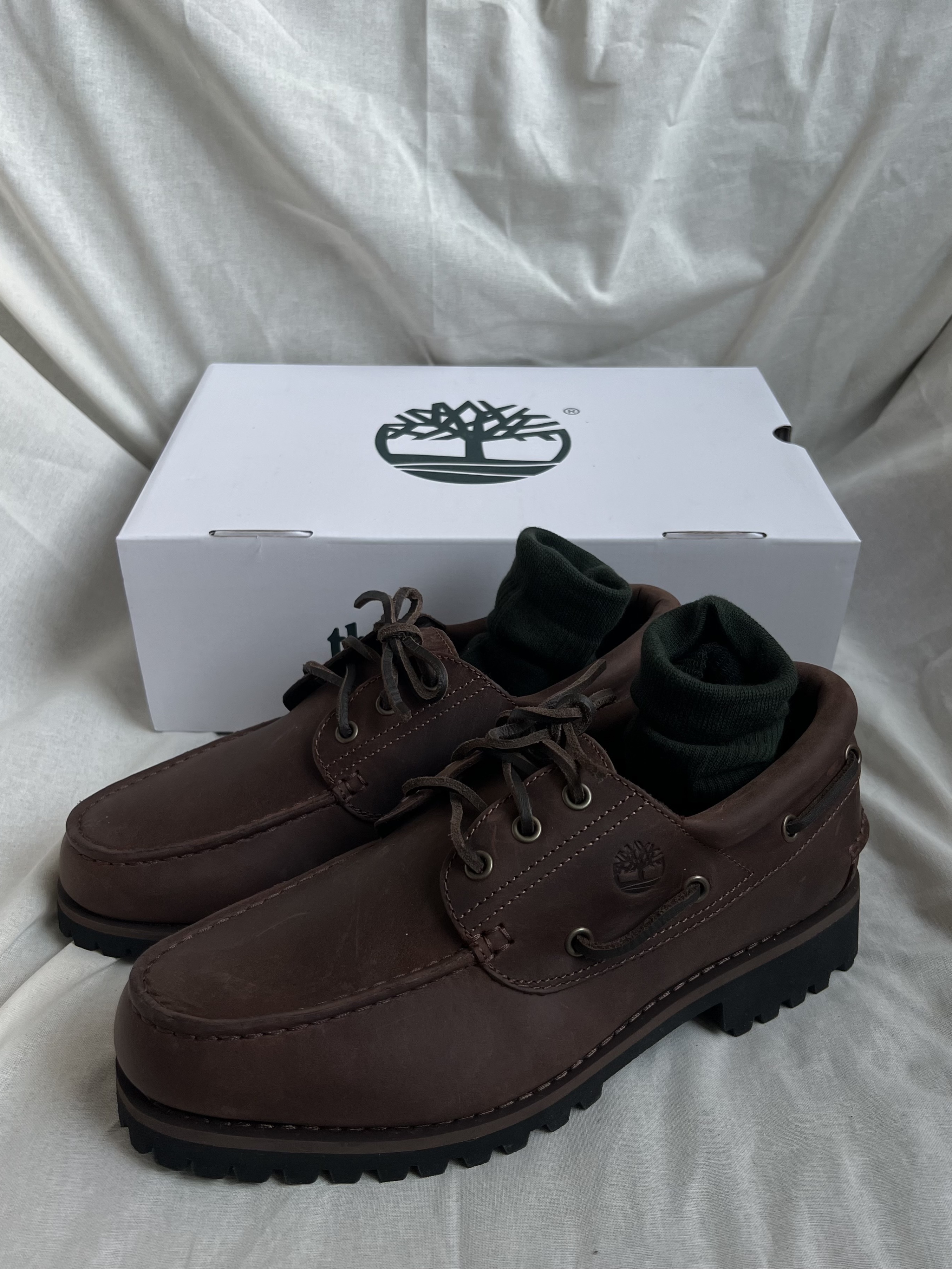 Timberland x Thisisneverthat 3-Eye Authentic Boat Shoes Brown - Wide 착용 스타일 - 3