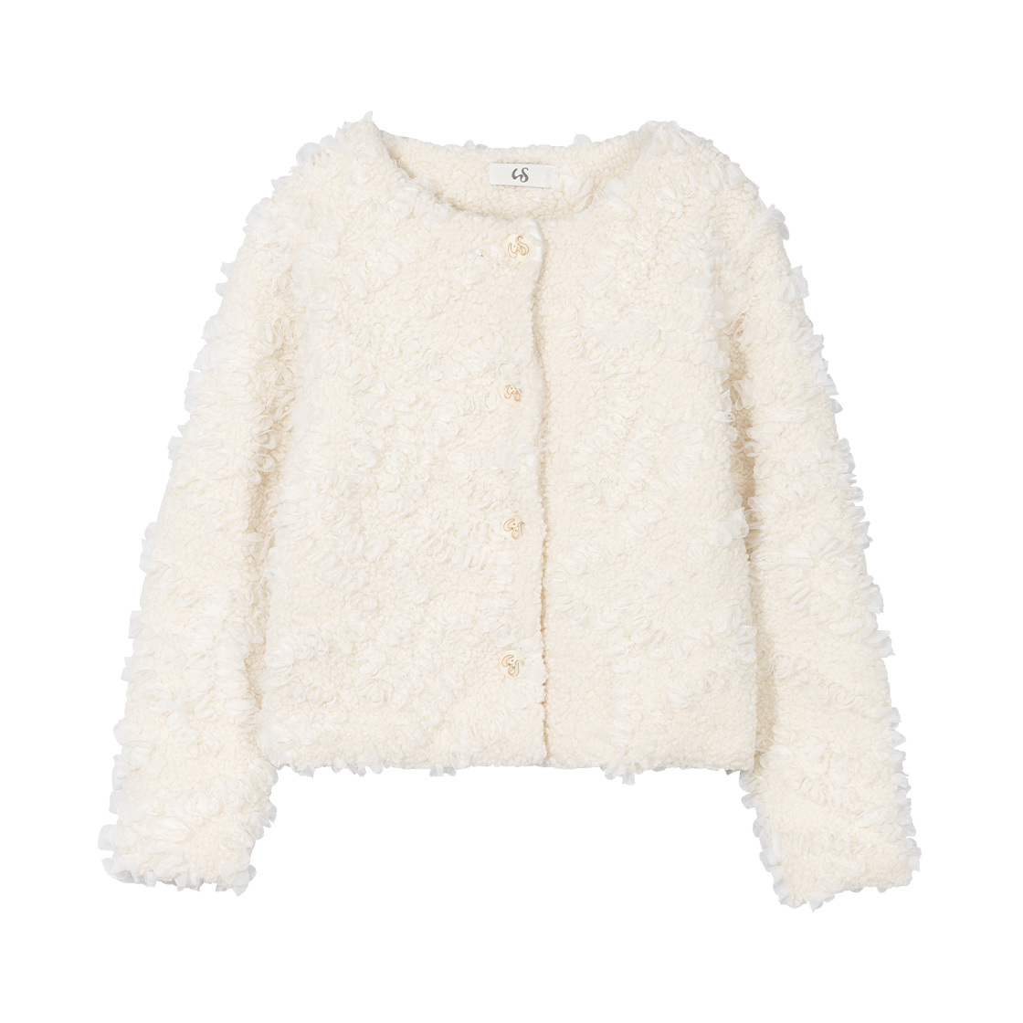WTC002 UGLYSHADOW Ruffled Fur Jacket Ivory