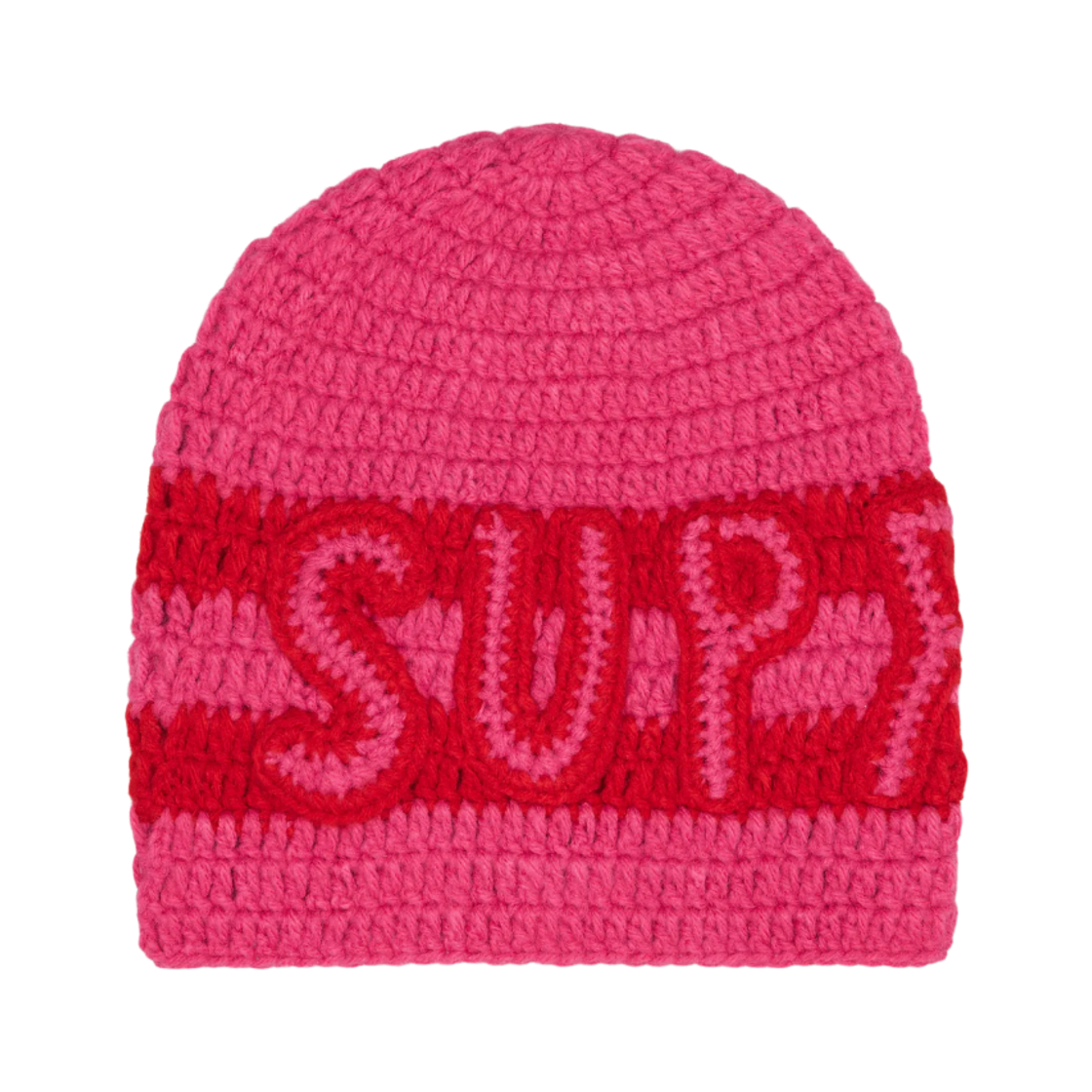 - Supreme Crochet Logo Beanie Pink - 25FW
