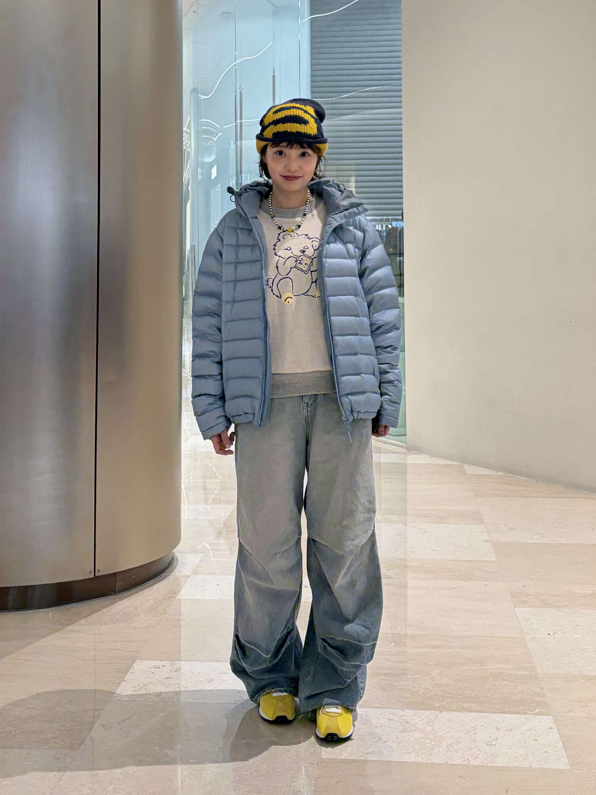 Sansan Gear Suffix Puffer Jacket Sky Blue - 24FW, Kapital Top Fleece Crew Sweatshirt Peckish Little Bear Patch Kinari Gray 착용 스타일 - 5