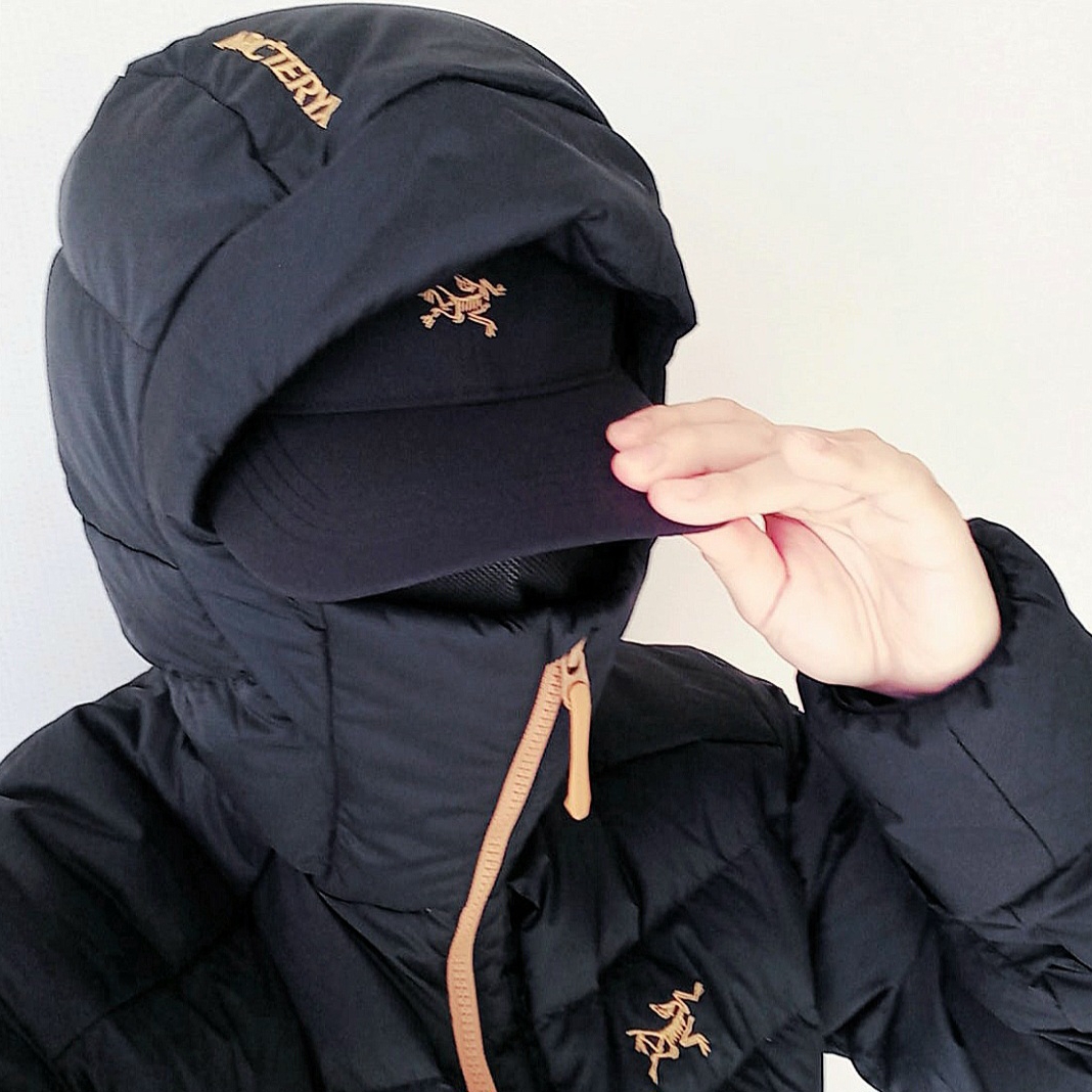 Arc'teryx Small Bird Cap Black, Arc'teryx Thorium Hoody Dark Magic 착용 스타일 - 4