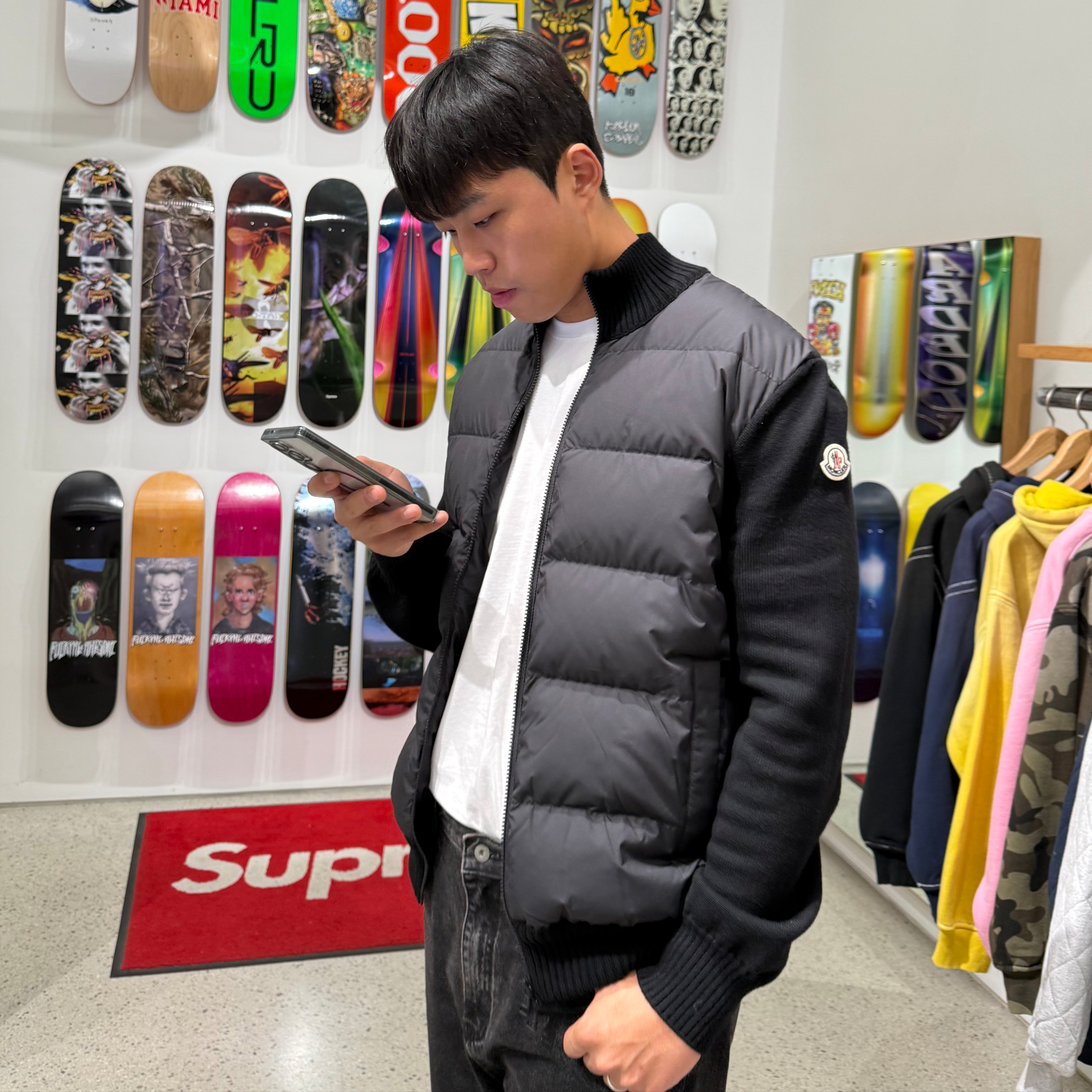 Moncler Padded Wool Zip Up Cardigan Black - 25FW 착용 스타일