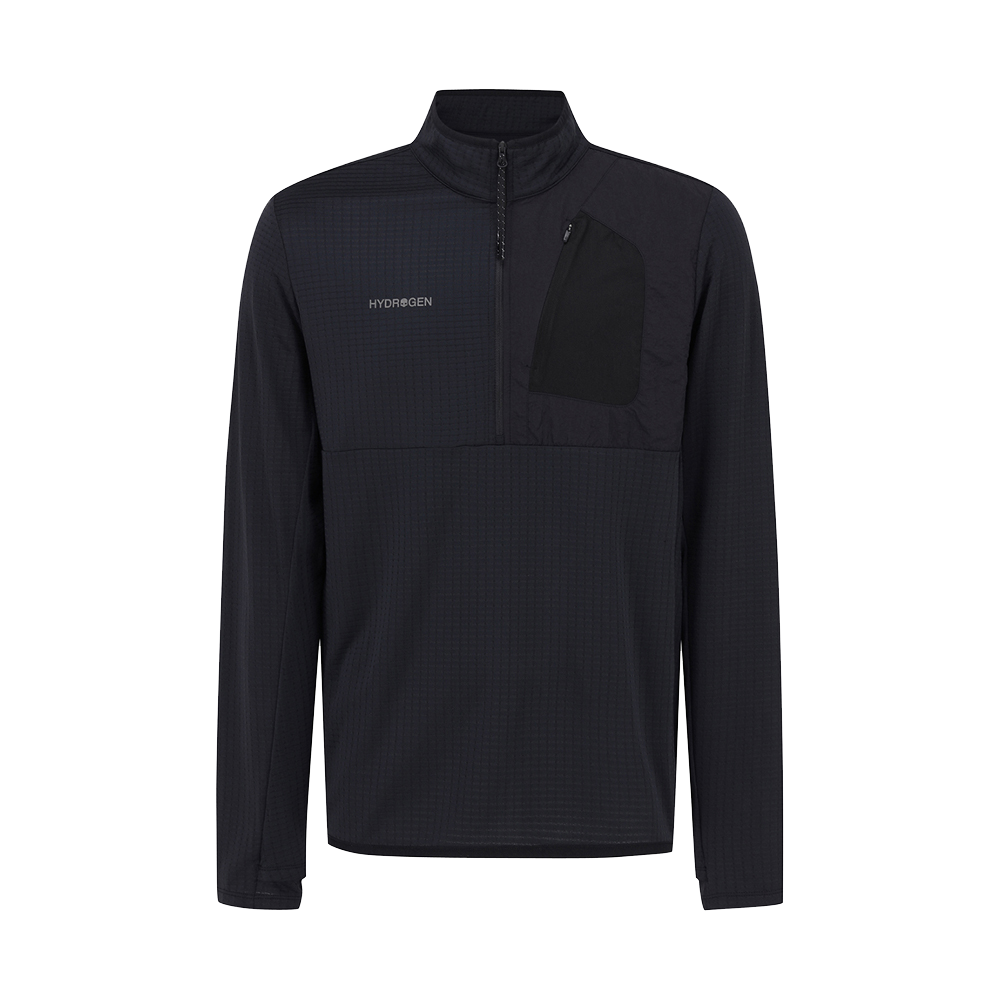 H11D3TR105 HYDROGEN Men'S Active Half-Zip Long-Sleeve T-Shirt Black