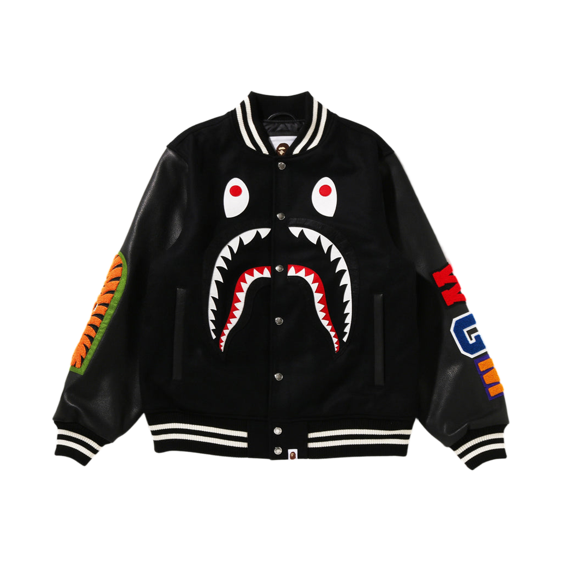 베이프 샤크 바시티 자켓 블랙(BAPE Shark Varsity Jacket Black) - 1