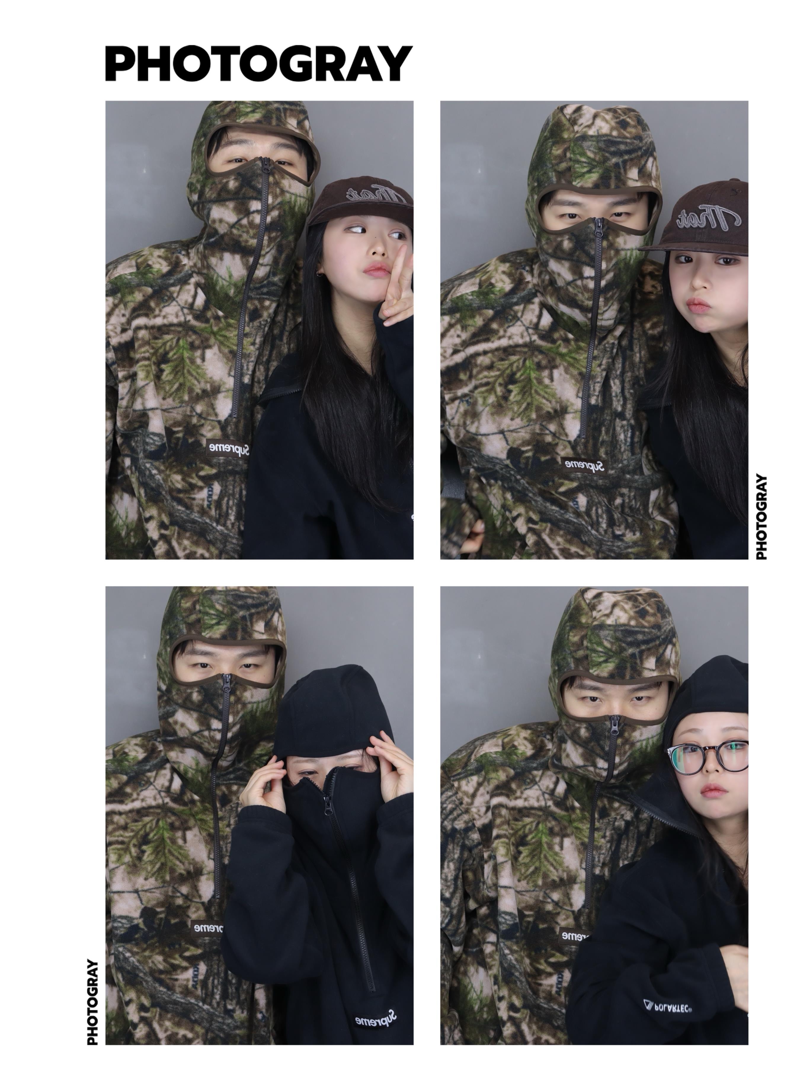 Supreme Polartec Face Mask Half Zip Hooded Sweatshirt TrueTimber Koda Camo - 25FW, Supreme Polartec Face Mask Half Zip Hooded Sweatshirt Black - 25FW 착용 스타일