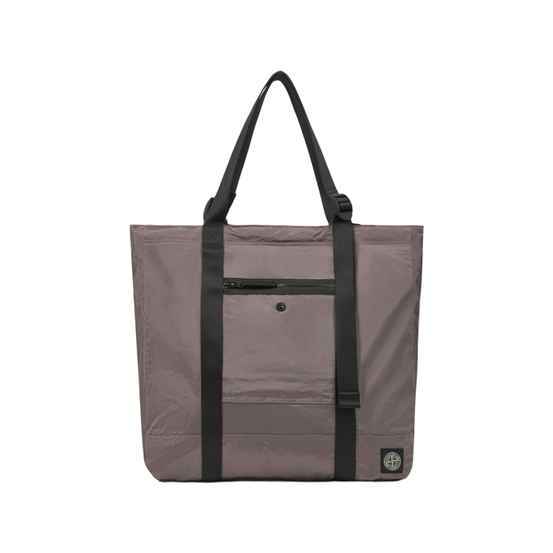 스톤 아일랜드 9200012 코티드 나일론 메탈 에코닐 토트백 집 포켓 퍼플 그레이 - 26SS(Stone Island 9200012 Coated Nylon Metal In Econyl Tote Bag with Zip Pocket Purple Grey - 26SS)