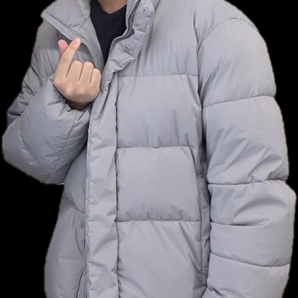 Spao Basic Puffer Light Gray 착용 스타일