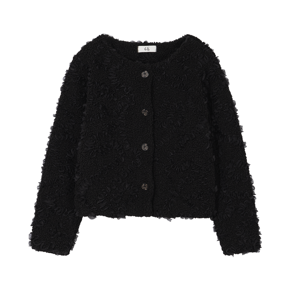 WTC003 UGLYSHADOW Ruffled Fur Jacket Black
