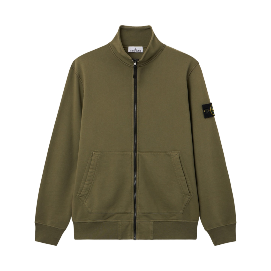 L1S1561000-63S0051-V005G Stone Island 6100063 Organic Cotton Fleece Regular Fit Track Jacket with Pockets Military Green - 26SS