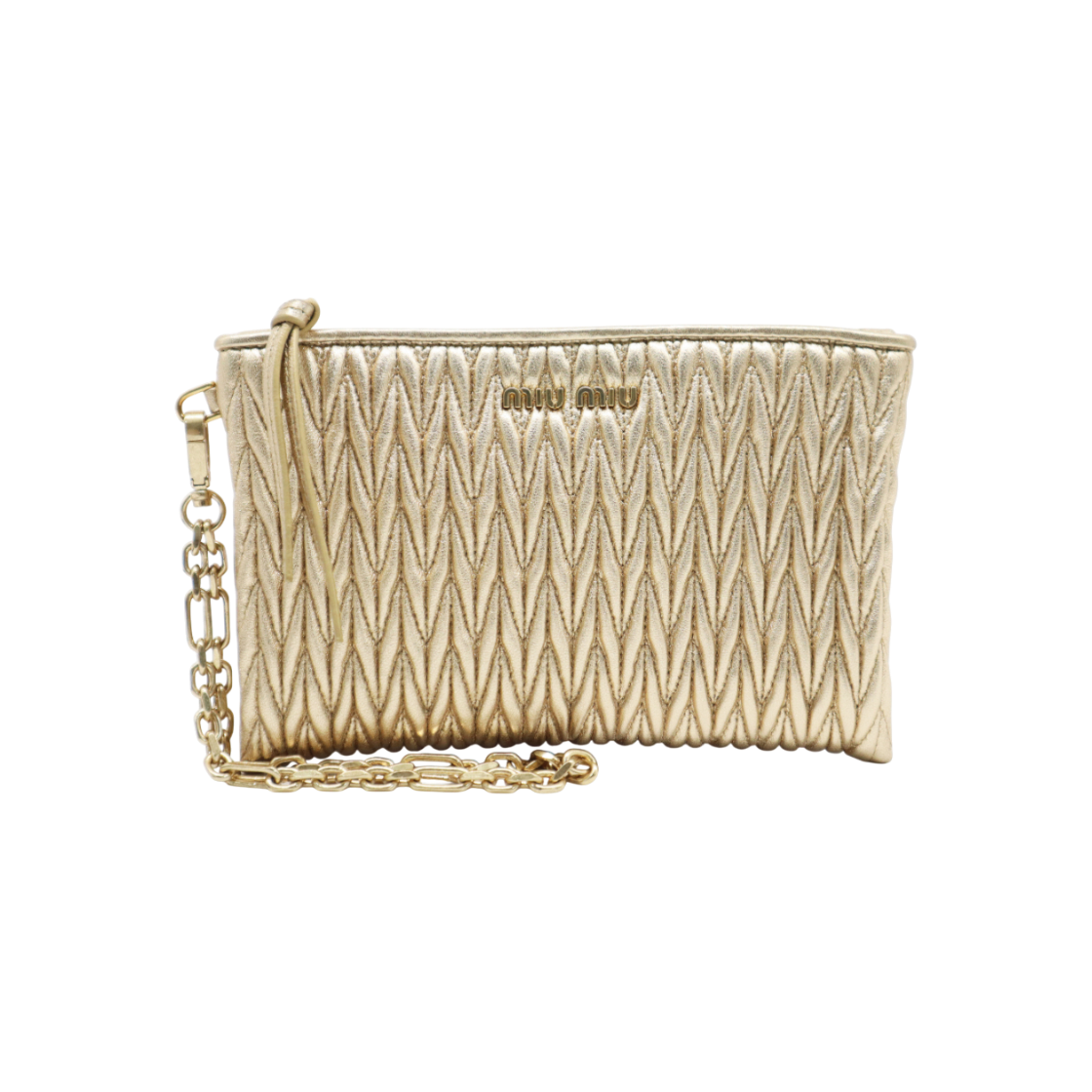 IT2B5L8F58RB Miu Miu Materasse Platino Gold Chain Clutch