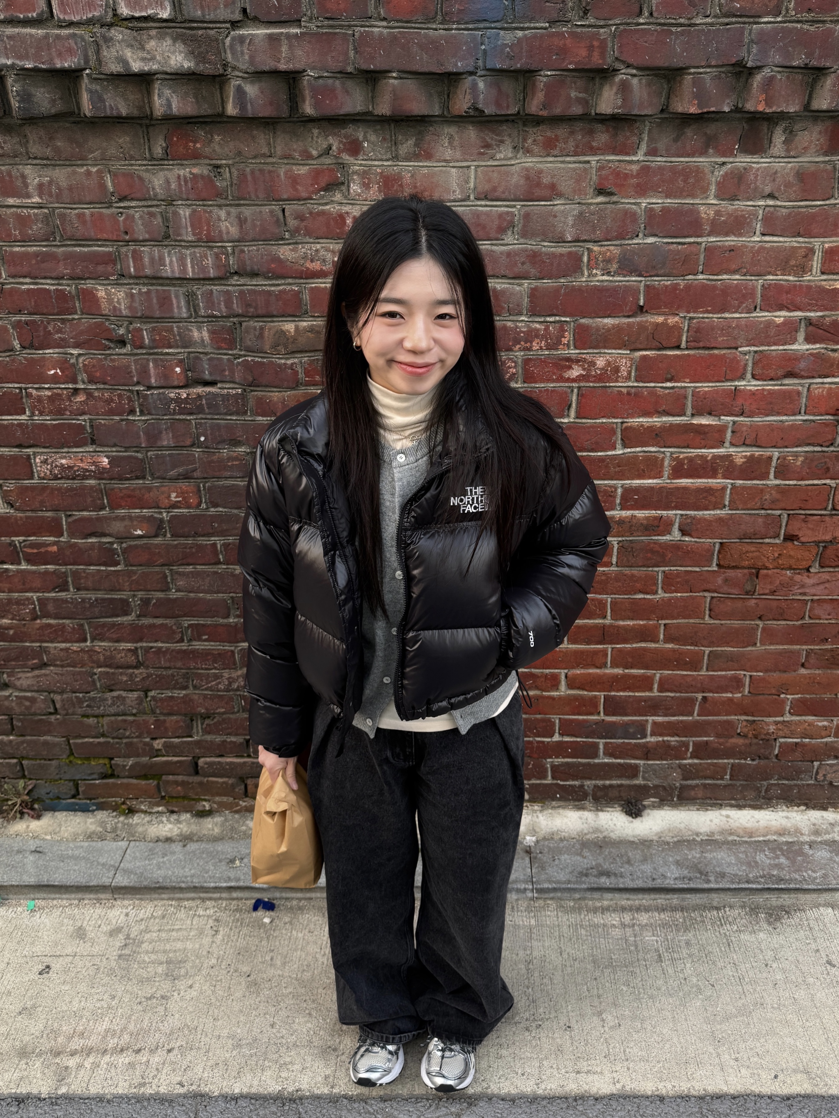 (W) The North Face Nuptse Short Jacket TNF Black, Asics x Kith Gel-Kayano 14 Cream Scarab 착용 스타일
