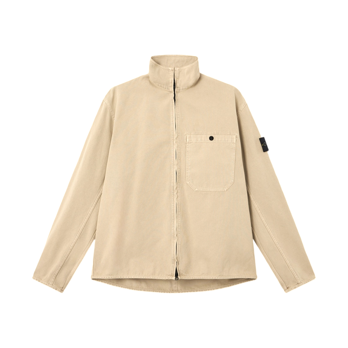L1S1512000-14S0184-V019A Stone Island 1200014 Organic Panama Cotton Old Effect Comfort Fit Zip Up Overshirt with Pocket Desert - 26SS