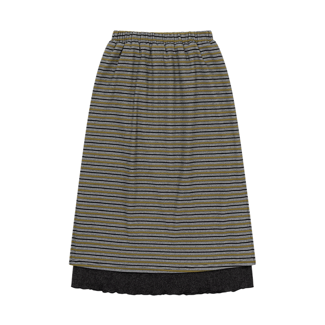 WTC006 UGLYSHADOW Striped Layered Skirt Khaki