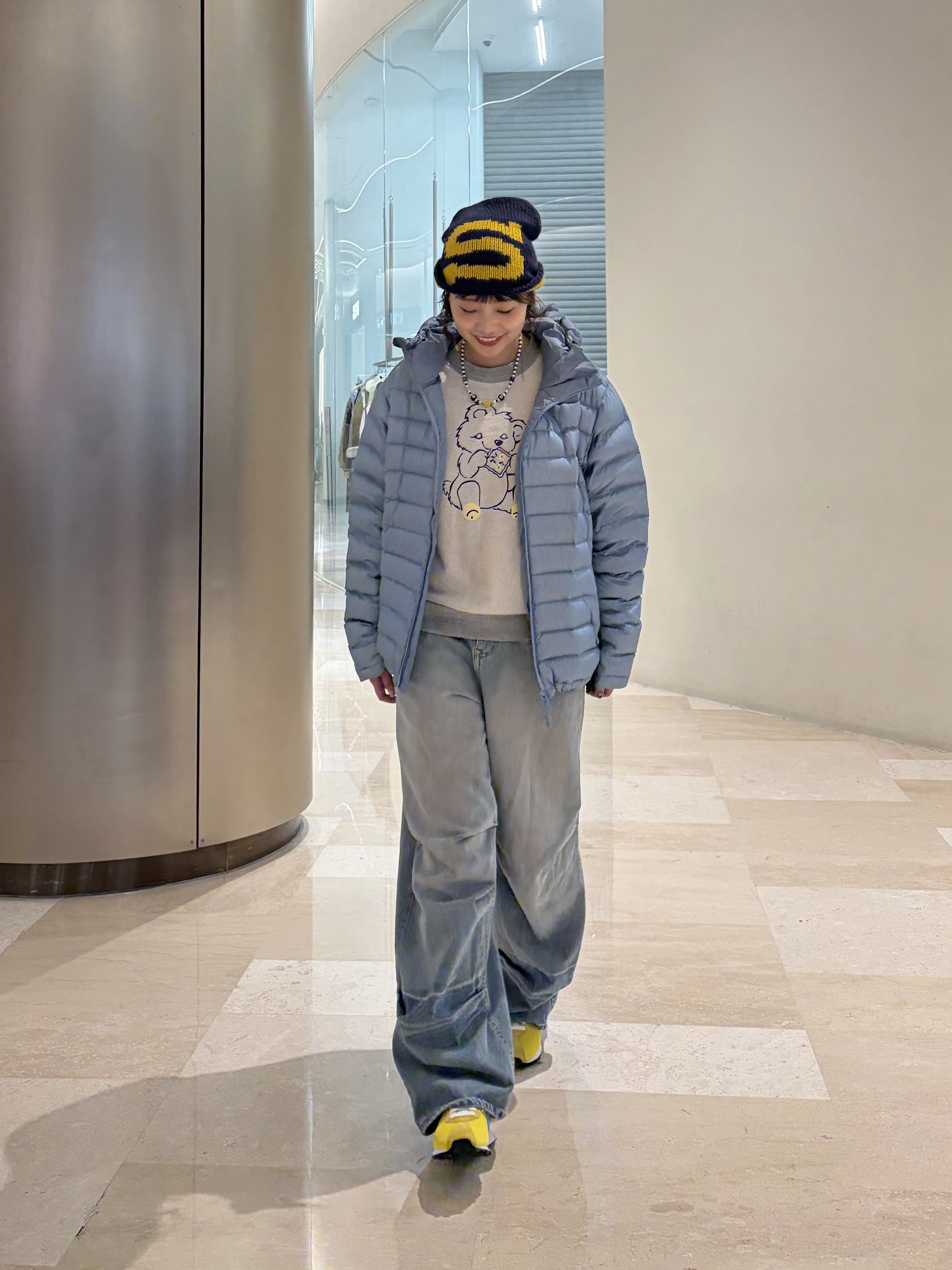 Sansan Gear Suffix Puffer Jacket Sky Blue - 24FW, Kapital Top Fleece Crew Sweatshirt Peckish Little Bear Patch Kinari Gray 착용 스타일 - 7