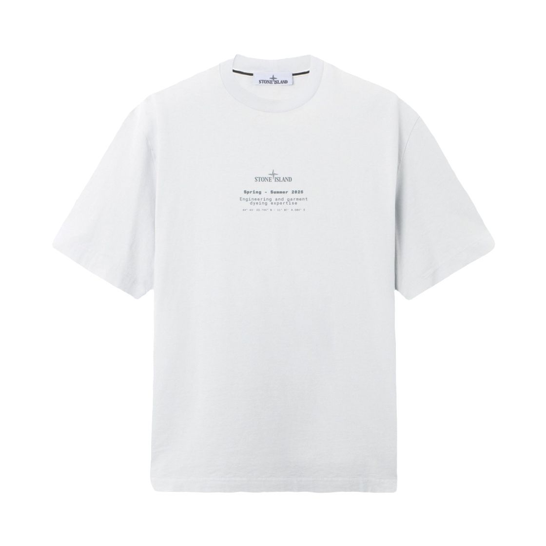 L1S1521000-01S0285-V0041 Stone Island 2100001 Organic Cotton Jersey Regular Fit T-Shirt with Stone Print Sky Blue - 26SS