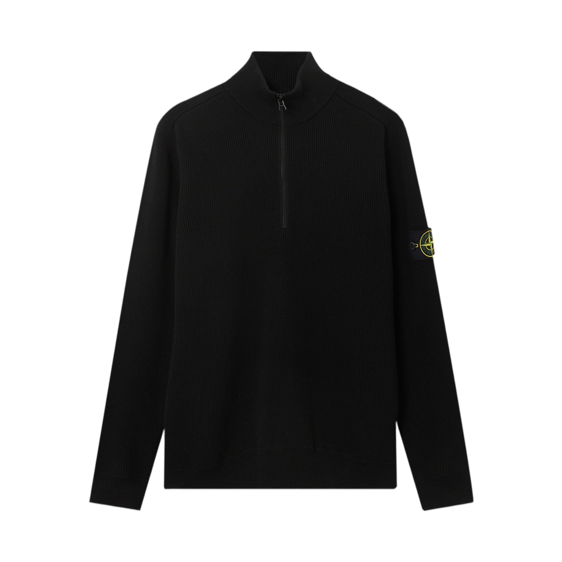 L1S1551001-24S00D8-V0029 Stone Island 5100124 Ribbed Soft Organic Cotton Regular Fit Half-Zip Jumper Black - 26SS