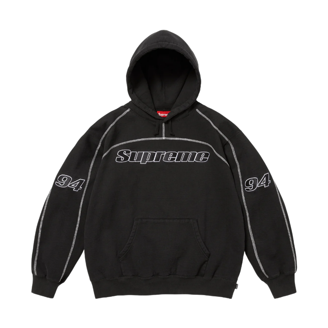 슈프림 오버로크 후드 스웨트셔츠 블랙 - 25FW(Supreme Overlock Hooded Sweatshirt Black - 25FW) - 1